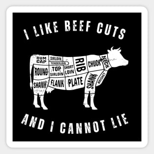 I Like Beef Cuts - Funny Cow Graphic - White Magnet